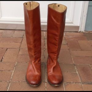 Frye Melissa Button Back Brown Leather Boots